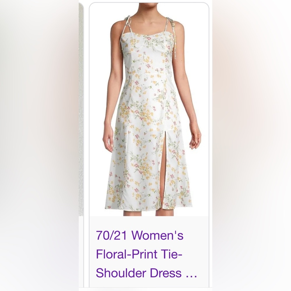 A fresh floral print blooms on this dress.